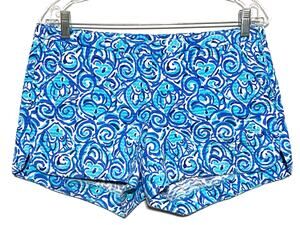 Lilly Pulitzer Aide Chasing Tail Blue Fish Shorts 4 Summer Nautical Preppy Artsy
